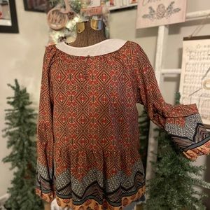 NWOT Vintage America Blues Floral Top.